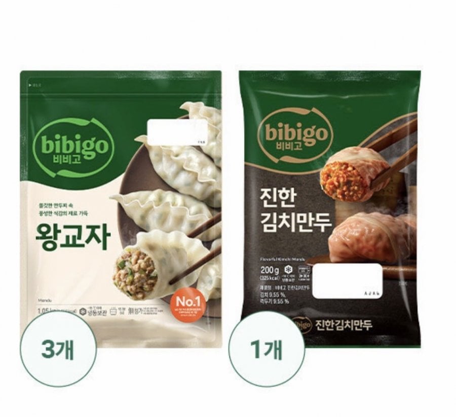 비비고 왕교자 1.05kg x 3개 + 진한김치만두 200g
