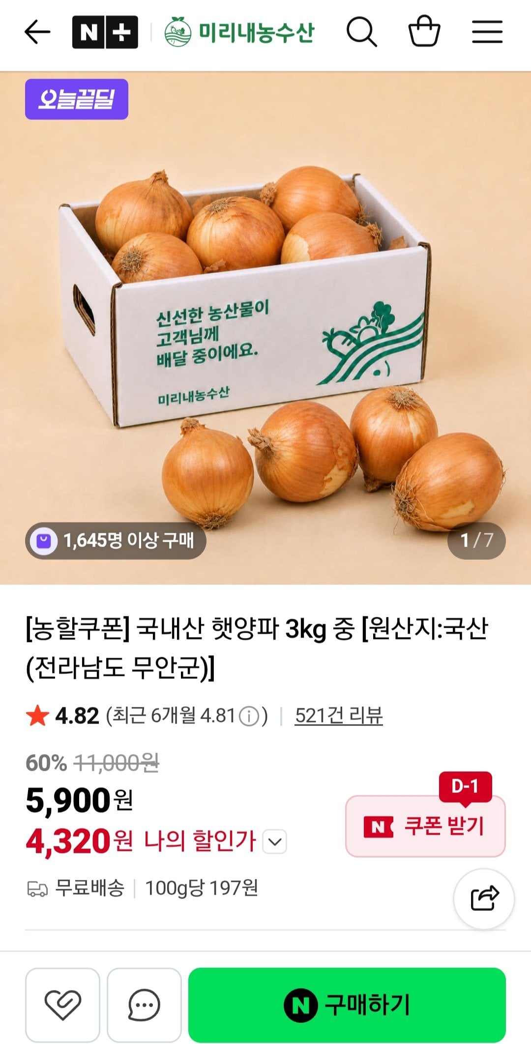 국내산 햇양파 3kg 중사이