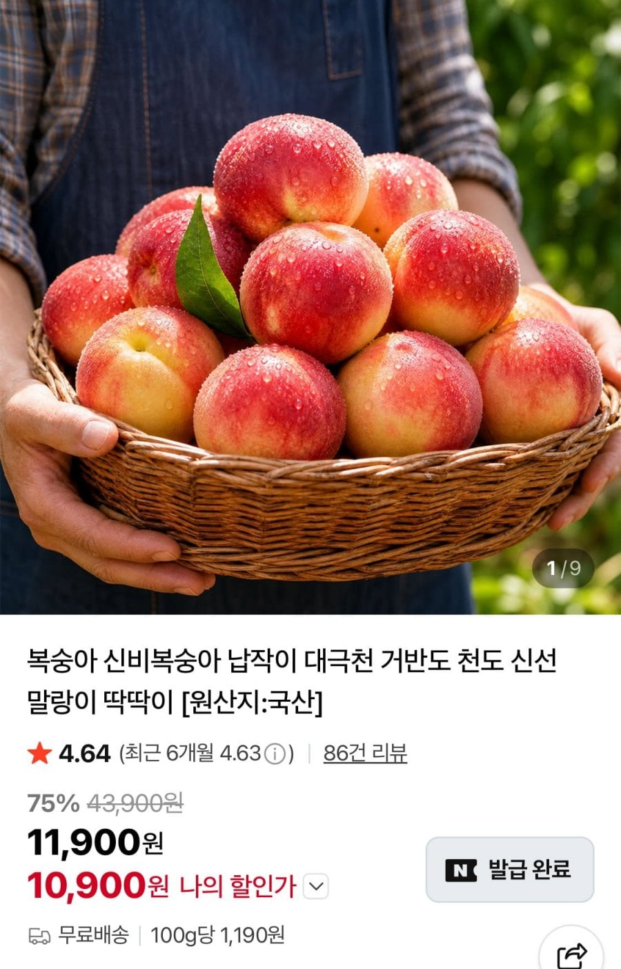 신비복숭아 순차출고 로얄과 2kg 16-22과