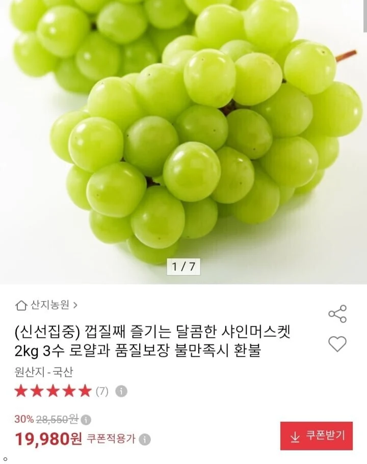 샤인머스켓 2kg 3수 로얄과