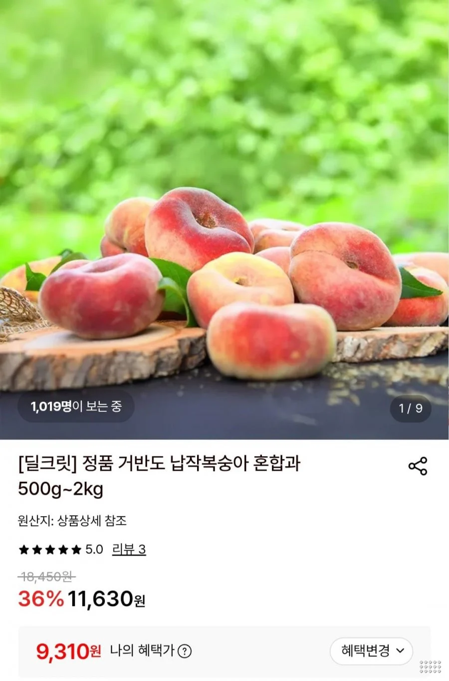 거반도 납작복숭아 500g