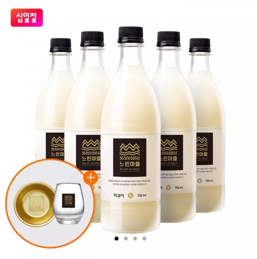 배상면주가 무아스파탐 느린마을막걸리 750ml 5입 + 전용잔